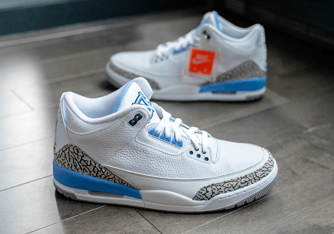 Air Jordan 3 “UNC” Without Tar Heel Logos Releases On March 7th, 2020