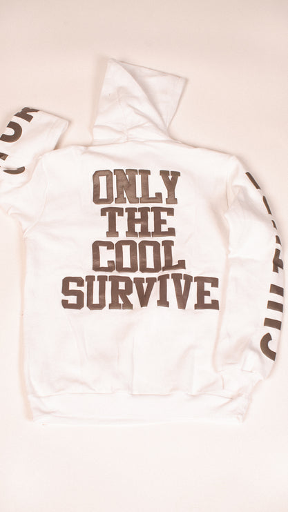 "Only The Cool Survive” Icon Hoodie White L/S