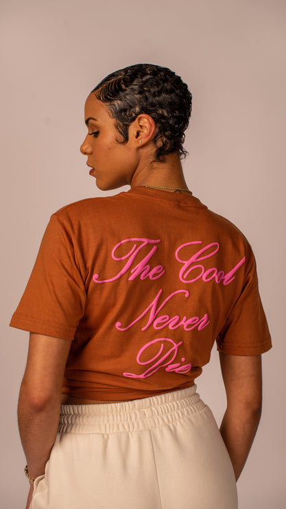 "The Cool Never Die" Badge Tee (Camo & Brown)