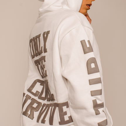 "Only The Cool Survive” Icon Hoodie White L/S