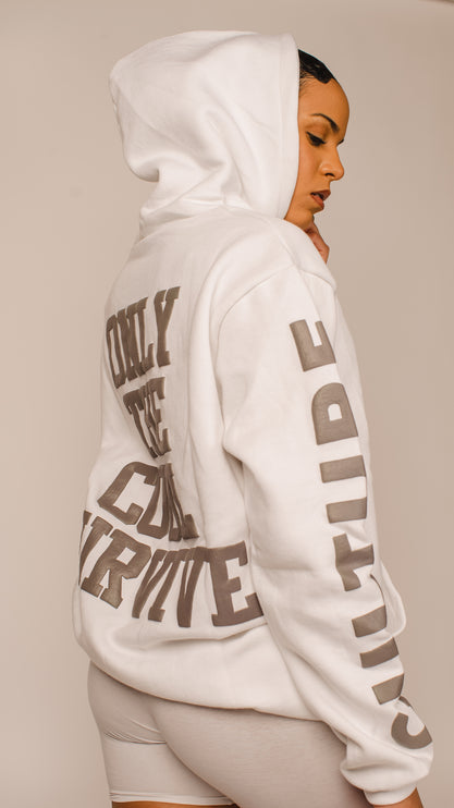 "Only The Cool Survive” Icon Hoodie White L/S