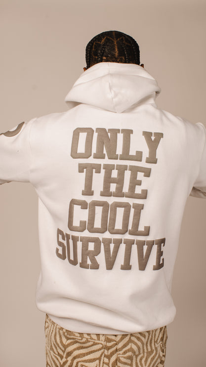 "Only The Cool Survive” Icon Hoodie White L/S