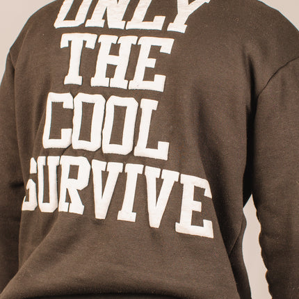 "Only The Cool Survive” Badge Hoodie Black L/S