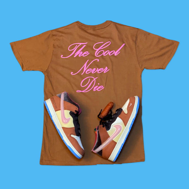 "The Cool Never Die" Badge Tee (Camo & Brown)