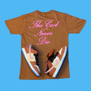 "The Cool Never Die" Badge Tee (Camo & Brown)